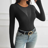 MQTIME  -  Sexy See-through Mesh Tops Women Elegant O-neck Long Sleeve Female Pullovers 2024 Autumn Fashion New Club Lady High Street Shirt