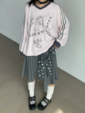  MQTIME  -  Vintage Polka Dot Bandage High Waist A-LINE Patchwork Japanese Skirts