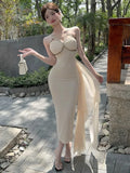 MQTIME  -  Woman Dress Sexy Sleeveless Mesh Patchwork Bandage Slim Temperament Backless Party Dresses Elegant Summer Fashion