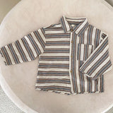 MQTIME  -  New Spring Kids Stripe Shirt Cute Color Block Girls Blouse Children Thin Style Long Sleeved Overshirt