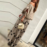 MQTIME  -  Fashion High Street Outfits Casual Diagonal Neck Hollow Top with Wide Leg Pants Sets Summer Loose Polka Dot Printed Women Suit