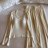 MQTIME  -   Modal 2Pcs Pajamas Set Woman Nightwear Pijama Spring Autumn Long Sleeve With Cup Home Wear Pyjama Femmes Lounge Wear