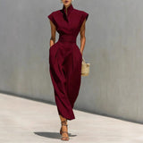  MQTIME  -  European and American Style Women's Spring and Summer New High-Waist Long Skirt with High-Neck Loose Top Commuting Dress