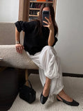  MQTIME  -  Casual Women's Lantern Pants Elastic Waist Lace Up Loose Trousers Female Summer Chic Fashion Solid Soft Light Bottom Wear
