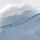 MQTIME  -  Women's Denim Shirt Summer Short Sleeve Loose Single Breasted Blouse Casual Cotton Jean Shirt Tops For Ladies