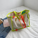 MQTIME  -  Casual Large Capaci Canvas oulder Bag Handbag Artistic Tote Bag Trendy New Ins Big Bag Soft Foldable Magnetic Bule