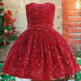 MQTIME  -  Christmas Girls Dresses Children Sequin Birthday Party Gown Kids Princess Sweet Vestidos Baby Infant Sleveless Clothing 1-6 Year