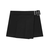  MQTIME  -  High Waist Mini Skirt Women Fashion Wide Pleated Elegant Skirt Shorts Woman Y2k Streetwear With Belt Casual Skorts ﻿