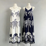 MQTIME  -  Temperament Vintage Summer Loose V Neck Summer Vacation Print Loose A-LINE Bohemian Long Dresses