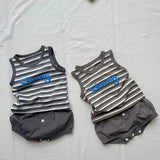 MQTIME  -  New Summer 0-24M Infant Baby Boys Girl Clothes Suit Sleeveless Striped Letter Printed Vest+PP Shorts Children Clothes Set
