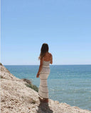 MQTIME  -  Summer New Fashion Women's European And American Style French Hollow Knitted Suspender Long Skirt Temperament Dress