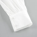 MQTIME  -  Boho White Dress Lantern Sleeve Lace-up Short Dress Cotton Holiday Vestidos Women Button Down Ruffled Edged Robes