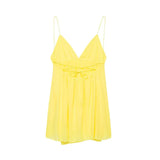 MQTIME  -  Sexy Backless Short Puffy Dress Women Lace Up Halter Sleeveless Pleated Female Beach Dresses 2025 Summer Lady Solid Holiday Robe