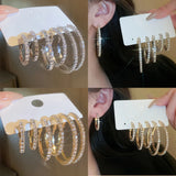 Mqtime prom jewelry 1-3 Pairs Set Sparkling Exaggerated Full Paved Rhinestones Round Circle Hoop Earrings for Women Simple Shiny Earring Jewelry