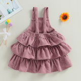 MQTIME  -  0-6Y Toddler Kids Girl Overall Dress 4 Colors Solid Sleeveless Layered Ruffle Suspender Sundress