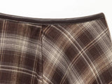 MQTIME  -  Autumn Vintage Plaid Print Long Skirts For Women Chic Zip-up High Waist Ruffles Skirts Winter Fashion Party Female Skirts