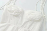  MQTIME  -  White Smocked Strappy Camisole Women's Sexy Sleeveless Ruffle Slim Bra Vest Solid Color Streetwear Y2k Women's Tops Camisole