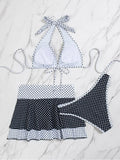 MQTIME  -  New Spring Summer Two Piece Suits Sexy Sportswear for Women Fashion Vintage Sleeveless 3 Piece Set Dot Backless