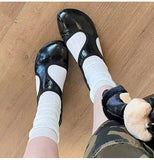  MQTIME  -  Spring Summer Fashion Hollow out Soft Leather Women Ballet Flats Comfortable Wedges 2cm Heeled Lazy Walking Loafers Casual Shoes