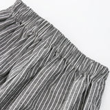  MQTIME  -  Children's Retro Striped Cotton And Linen Pant Spring Autumn New Japanese Boys And Girls Casual Loose Wide-Leg Pants WTP122