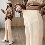 Mqtime Spring Summer Fashion Pleat Chiffon Maternity Pants Wide Leg Loose Straight Belly Trousers Clothes for Pregnant Women Pregnancy