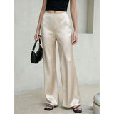 MQTIME  -  High Waist Silk Satin Wide Leg Pants Straight Cut Women's Premium Quality Trousers Drapey Elegant Fashionable Spring
