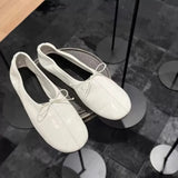 MQTIME  -  Women Sheepskin Ballet Flat Shoes Slip‑On Round Toe Loafers Grandmother Shoes Modern Minimalist Breathable Daily Ladies Footwear