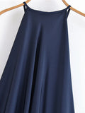  MQTIME  -  Silk Satin Texture Halter Dress Silky Smooth Hanging Neck Sleeveless Loose Backless Women Strap Long Dresses Slimming Vest Robe