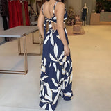MQTIME  -  Sexy Beach Dress Sleeveless Backless Holiday Style Women Dress Cut Out Printing Maxi Sundress Vacation Robes