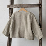  MQTIME  -  Spring Thin Retro Linen Jacket Children New Solid Color Single-Breasted Cardigan Casual Long-Sleeved Boys And Gilrs Coats