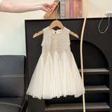  MQTIME  -  Sequined Princess Dress Girls Puff Dress Kids Birthday Party Mesh Gown Children Casual Clothes Toddler Fashion Vestidos 2-10Y