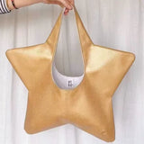 MQTIME  -  Y2K Street Style Women Star Shaped Underarm Tote Bag Creative Solid Color Novelty Design Large Capacity Daily Travel Handbag
