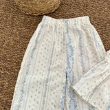 MQTIME  -  New Summer Korean Style Children Clothes Suit Sleeveless Cotton Flower Printed Shirt+Pants Baby Girls Clothing Set