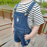 MQTIME  -  Children'S Denim Overalls Adjustable Solid Color Fashion Simple Casual Clothing Unisex Cotton Denim Baby Summer Overalls