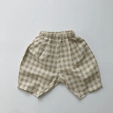 MQTIME  -  Korean Style Summer Baby Boys Plaid Outfits Cotton Linen Shirts Shorts 2pcs Toddlers Kids Casual Thin Sets