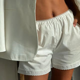 MQTIME  -  Summer New Lace Pure White Loose Shorts Femininity Casual Pants