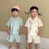MQTIME  -  Summer New Children Short Sleeve Clothes Set Boys Girls Cartoon Embroidery Shirts + Shorts 2pcs Suit Kids Casual Outfits