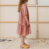  MQTIME  -  Summer Girls Soft Linen Ruffle Dress New Children's Puff Sleeve Casual Loose Cotton And Linen Gather Dresses TZ255