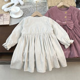 MQTIME  -  Girls' Corduroy Dress Autumn 2025 Fashion Princess Bow Gown Children Long-sleeve Casual Vestidos 2025 New Kids Sweet Clothing