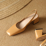 MQTIME  -  Square Toe Design Patent Leather Women Shoes Chunky Heels Summer Women's Pumps Slingbacks Candy Colors Sandals for Women WSH5310