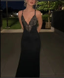 MQTIME  -  Sexy Lace Splicing Split Dress Women Sleeveless See Through Bodycon Dresses 2024 New Party Club Robes with Built-in Shapewear