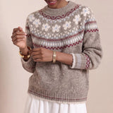 MQTIME  -  Autumn Winter Soft Warm Long Sleeved Sweater Top Fashion Christmas Sweaters Female O Neck Jacquard Loose Knitted Sweater