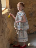  MQTIME  -  New Summer Baby Girls Embroidery Floral Sets Sleeveless Shirt Wide Leg Pants 2pcs Children Chic Outfits