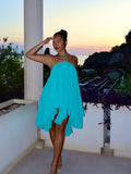MQTIME  -  Halter Pleated Backless Irregular Mini Dress Women Off Shoulder Sexy Big Swing A-line Holiday Dresses 2025 Summer Party Robe