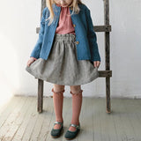  MQTIME  -  Spring Thin Retro Linen Jacket Children New Solid Color Single-Breasted Cardigan Casual Long-Sleeved Boys And Gilrs Coats