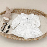 MQTIME  -  Spring New Baby Long Sleeve Clothes Set Baby Girl Peter Pan Collar Polka Dot Tops + Shorts 2pcs Suit Toddler Cotton Outfits