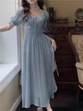 MQTIME  -  Korean Elegant Princess Evening Party Midi Dresses Summer Chic Bandage Beach Vestidos French Court Style Big Hem Robe Clothes