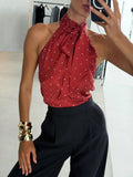 MQTIME  -  Polka Dot Sleeveless Backless Women Halter Top for Spring Summer Y2K Sexy High Street Hotgirl Slim Tops Fashion Party Vests