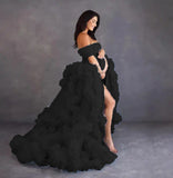 MQTIME  -  tulle robe photo dress Summer 3d Shoulderless Elegance Maternity Dress for Pregnant Women