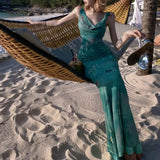 MQTIME  -  Butterfly Printed Swinging Collar Slip Long Dress Summer Slim Sleeveless Female Clothing Vacation Style Elegant Bag Hip Dresses